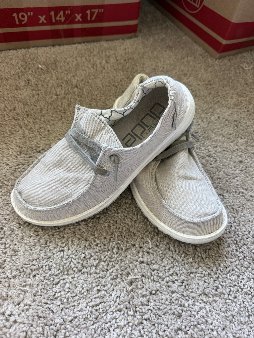 Hey Dude Women’s Slip-On Casual Loafers in Light Gray Shimmer